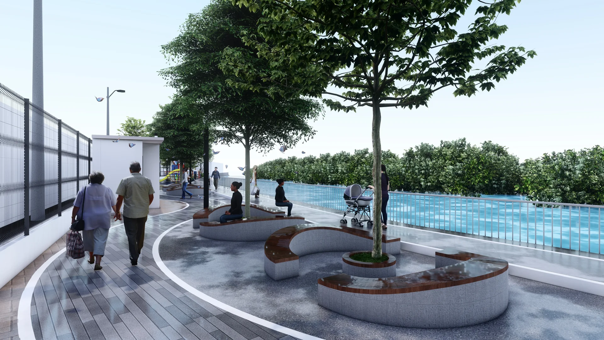 Malecón de Atacames con áreas de estancia