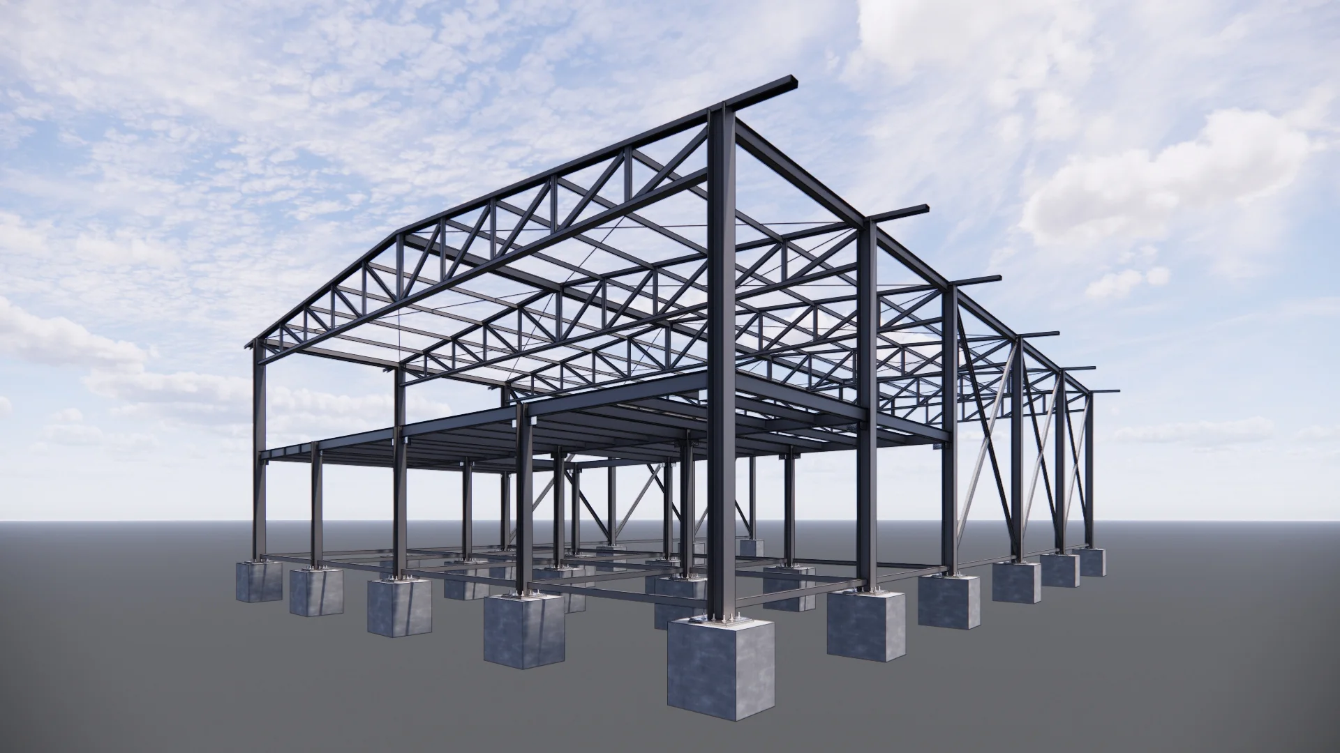 Modelo BIM de estructura industrial